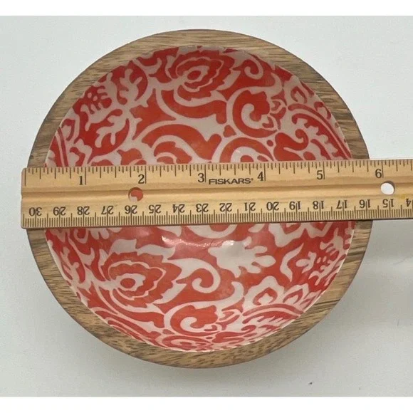 MESA Mango Wood Serving Set 4 Piece Ikat Geometric Patterns Tray & 3 Bowls NEW - Picture 16 of 16